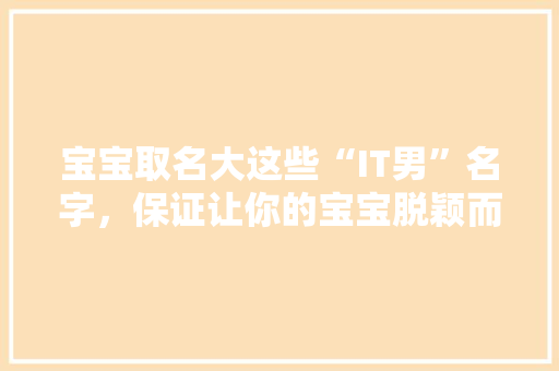 宝宝取名大这些“IT男”名字，保证让你的宝宝脱颖而出！