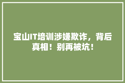 宝山IT培训涉嫌欺诈，背后真相！别再被坑！ AI技术学习