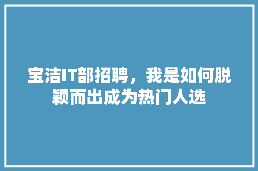宝洁IT部招聘，我是如何脱颖而出成为热门人选
