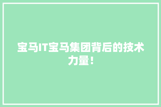 宝马IT宝马集团背后的技术力量！ 头条优化