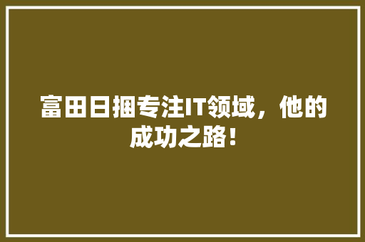 富田日捆专注IT领域，他的成功之路！ 网站优化