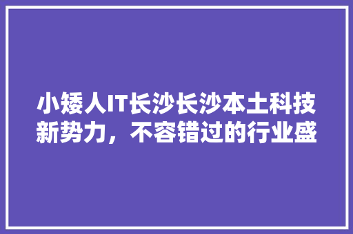 小矮人IT长沙长沙本土科技新势力，不容错过的行业盛宴！