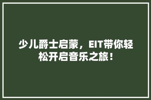 少儿爵士启蒙，EIT带你轻松开启音乐之旅！ seo技术