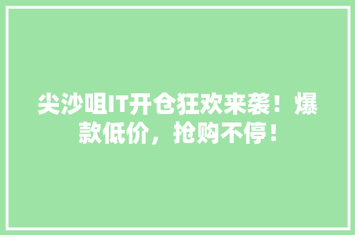 尖沙咀IT开仓狂欢来袭！爆款低价，抢购不停！