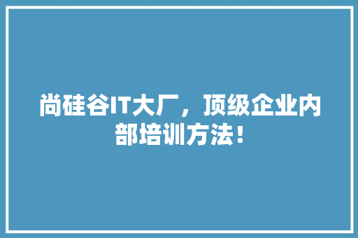 尚硅谷IT大厂，顶级企业内部培训方法！