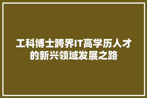 工科博士跨界IT高学历人才的新兴领域发展之路 网站开发