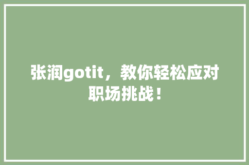 张润gotit，教你轻松应对职场挑战！ 网站开发