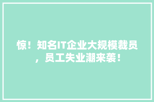惊！知名IT企业大规模裁员，员工失业潮来袭！