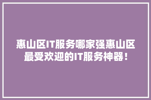 惠山区IT服务哪家强惠山区最受欢迎的IT服务神器！ seo技术