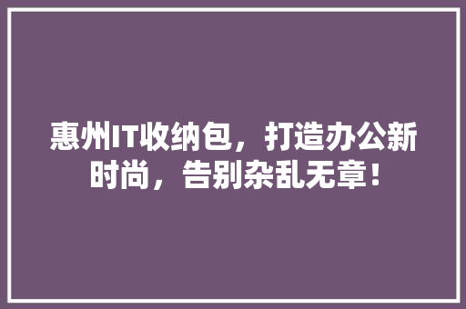惠州IT收纳包，打造办公新时尚，告别杂乱无章！