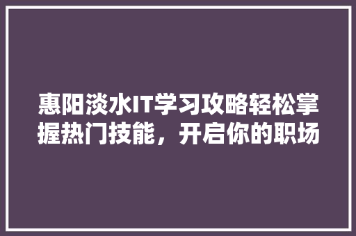 惠阳淡水IT学习攻略轻松掌握热门技能，开启你的职场新篇章！ 网站优化