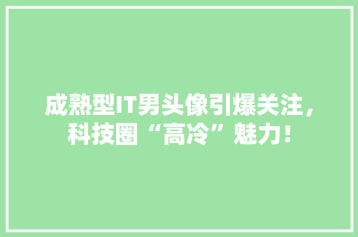成熟型IT男头像引爆关注，科技圈“高冷”魅力！