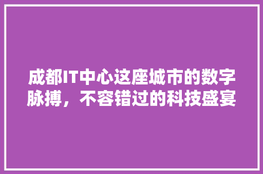 成都IT中心这座城市的数字脉搏，不容错过的科技盛宴！