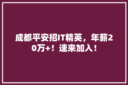 成都平安招IT精英，年薪20万+！速来加入！ seo技术