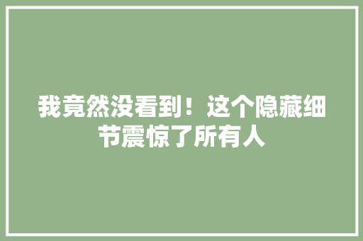 我竟然没看到！这个隐藏细节震惊了所有人 百度算法