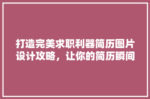 打造完美求职利器简历图片设计攻略，让你的简历瞬间脱颖而出！ 头条优化