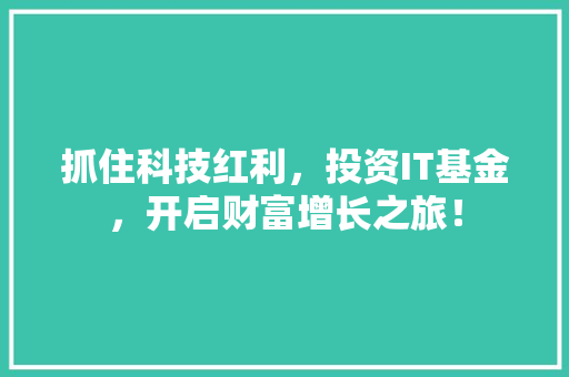 抓住科技红利，投资IT基金，开启财富增长之旅！ 英文谷歌算法