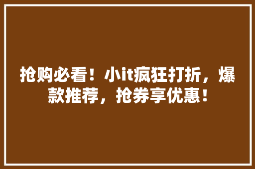 抢购必看！小it疯狂打折，爆款推荐，抢券享优惠！