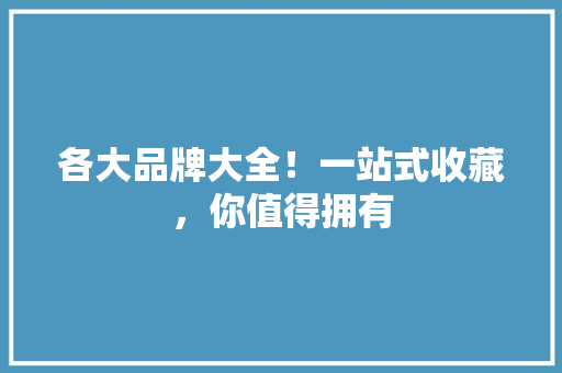 各大品牌大全！一站式收藏，你值得拥有 seo技术