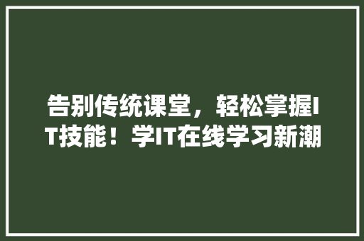 告别传统课堂，轻松掌握IT技能！学IT在线学习新潮流