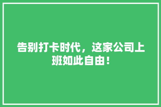 告别打卡时代，这家公司上班如此自由！ 头条优化