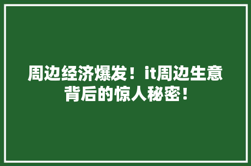 周边经济爆发！it周边生意背后的惊人秘密！ AI技术学习