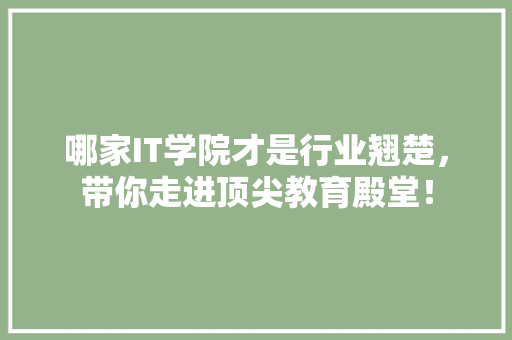 哪家IT学院才是行业翘楚，带你走进顶尖教育殿堂！