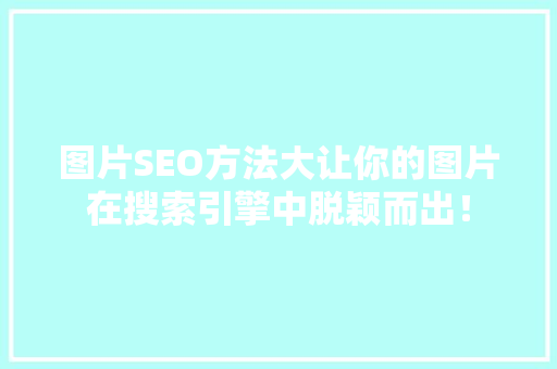 图片SEO方法大让你的图片在搜索引擎中脱颖而出！