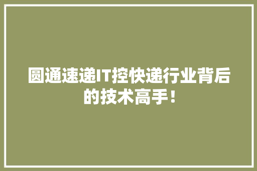 圆通速递IT控快递行业背后的技术高手！