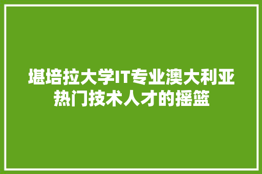 堪培拉大学IT专业澳大利亚热门技术人才的摇篮