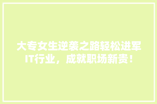 大专女生逆袭之路轻松进军IT行业，成就职场新贵！