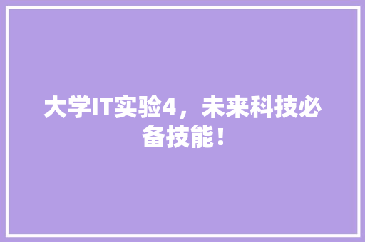 大学IT实验4，未来科技必备技能！