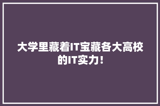 大学里藏着IT宝藏各大高校的IT实力！