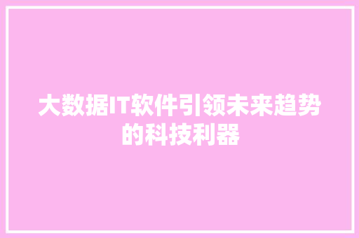 大数据IT软件引领未来趋势的科技利器