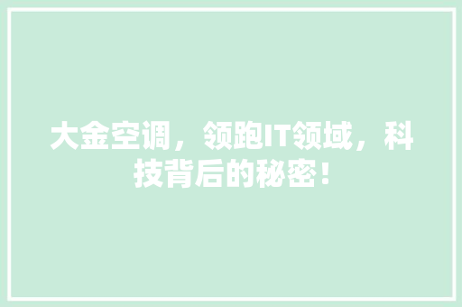 大金空调，领跑IT领域，科技背后的秘密！