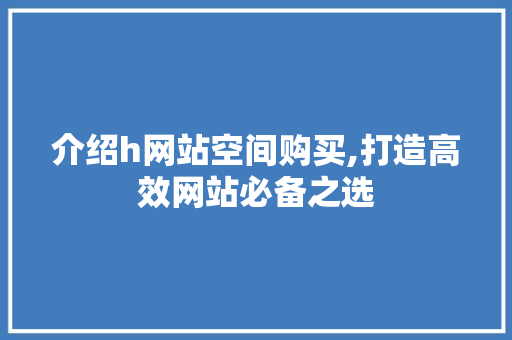 介绍h网站空间购买,打造高效网站必备之选