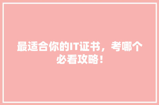 最适合你的IT证书，考哪个必看攻略！ 网站开发