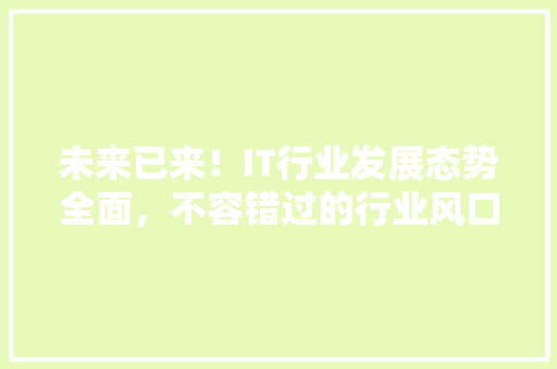 未来已来！IT行业发展态势全面，不容错过的行业风口！ seo技术