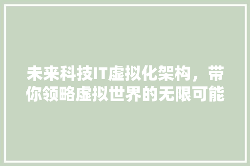 未来科技IT虚拟化架构，带你领略虚拟世界的无限可能！