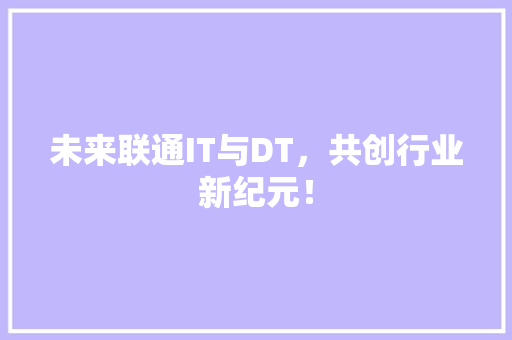 未来联通IT与DT，共创行业新纪元！