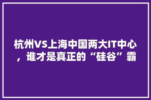 杭州VS上海中国两大IT中心，谁才是真正的“硅谷”霸主 英文谷歌算法