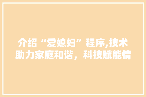 介绍“爱媳妇”程序,技术助力家庭和谐，科技赋能情感生活