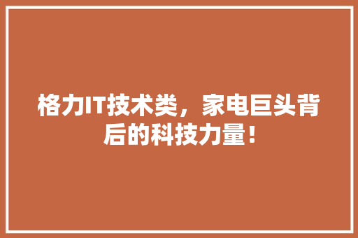 格力IT技术类，家电巨头背后的科技力量！