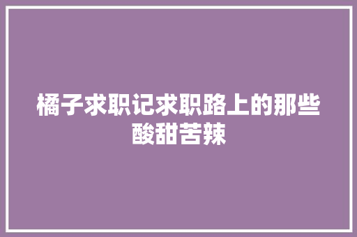 橘子求职记求职路上的那些酸甜苦辣
