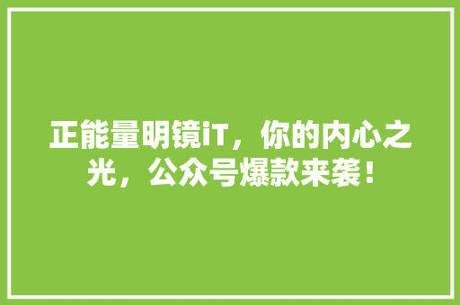 正能量明镜iT，你的内心之光，公众号爆款来袭！ 百度算法