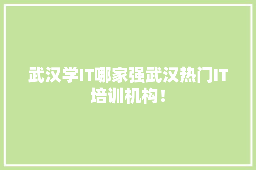 武汉学IT哪家强武汉热门IT培训机构！ 网站开发