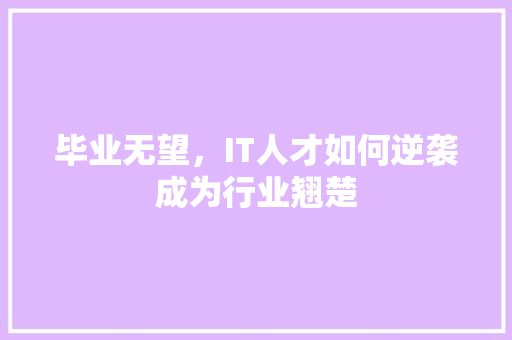 毕业无望，IT人才如何逆袭成为行业翘楚