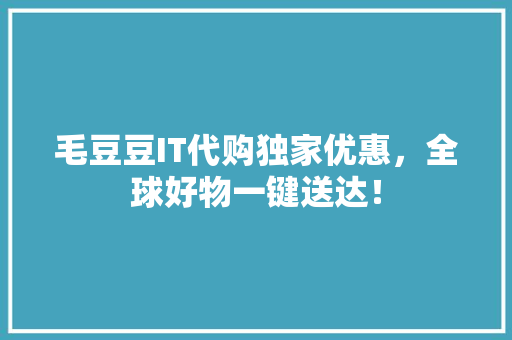 毛豆豆IT代购独家优惠，全球好物一键送达！ 360搜优化