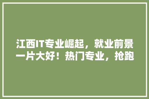 江西IT专业崛起，就业前景一片大好！热门专业，抢跑未来职场！
