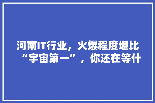 河南IT行业，火爆程度堪比“宇宙第一”，你还在等什么 网站开发